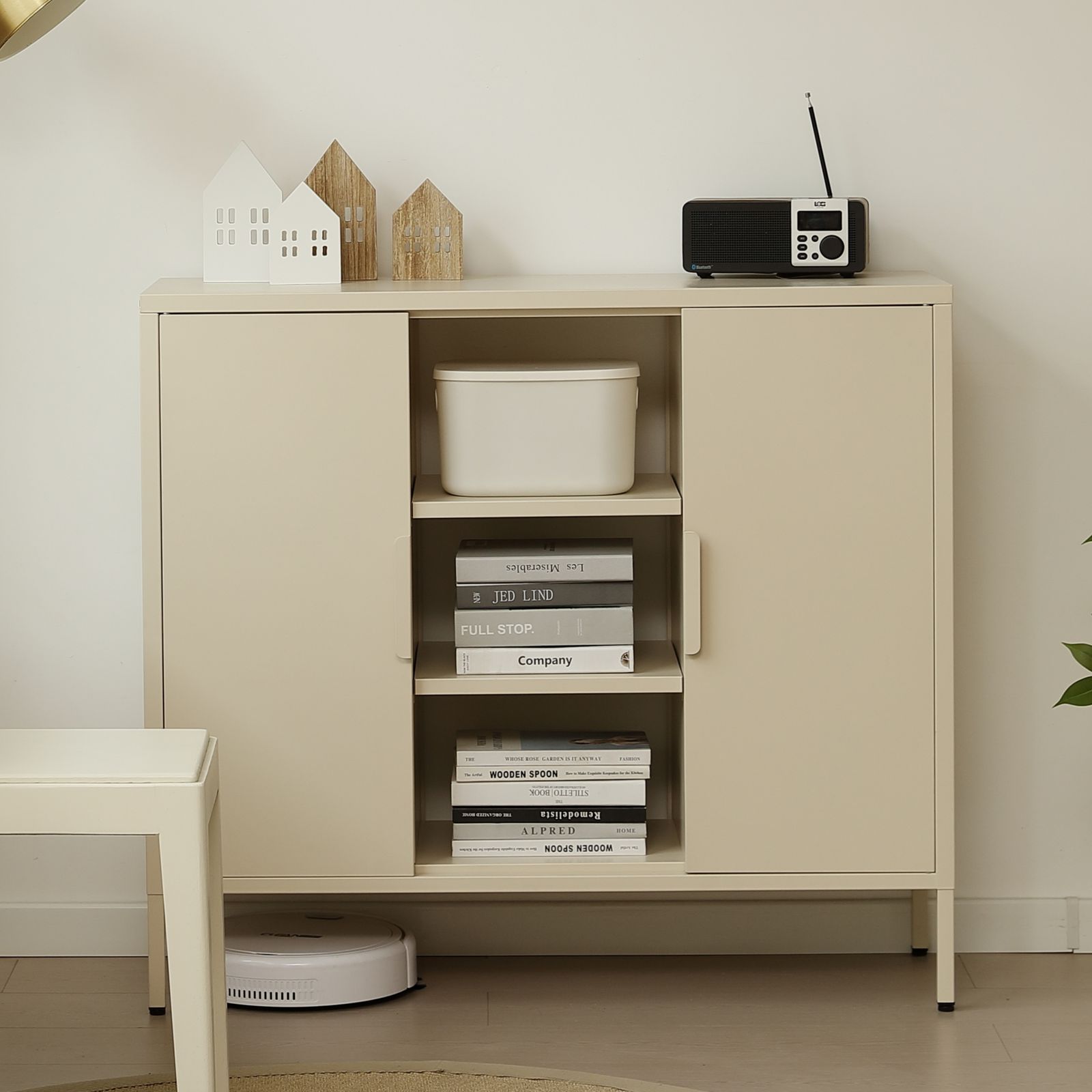 キャビネット スチール サイドボード メタル 金属製 扉付き テレビ台