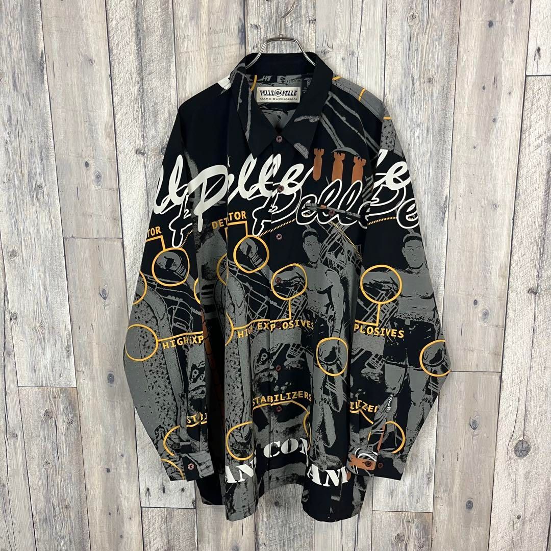 PELLE PELLE ペレペレ 総柄 長袖 ドレス シャツ XXL