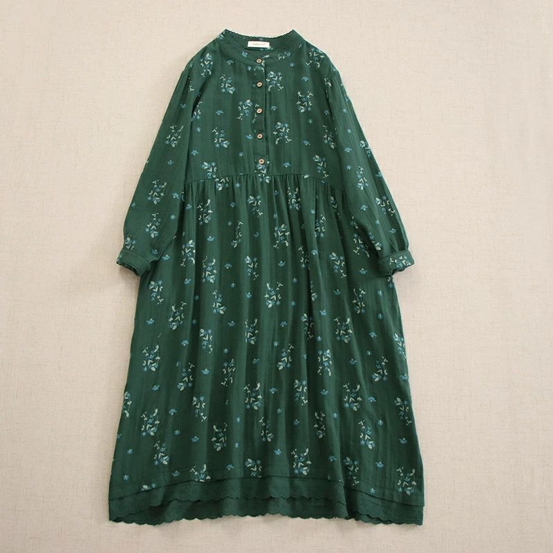チュニック ロング ワンピース ダブルガーゼ シャツワンピース