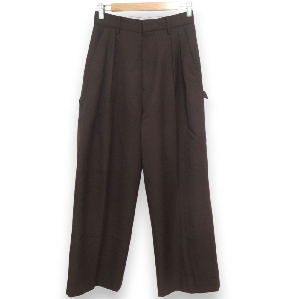 24AW ETRE TOKYO エトレトウキョウ ウール100％ ワークディテールワイドパンツ 1224620128-0 S ブラウン レディース 古着
