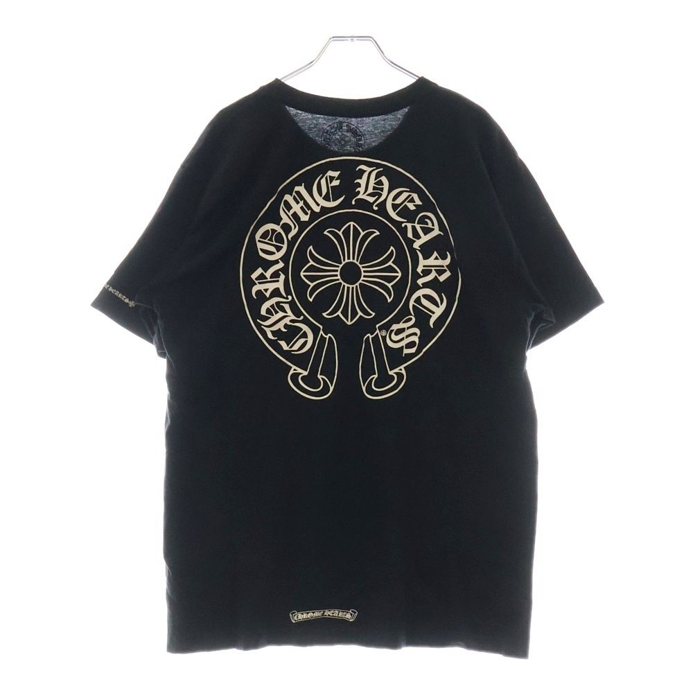 CHROME HEARTS クロムハーツ CH T-SHIRT バックホースシュープリント ポケット付き クルーネック 半袖Tシャツ カットソー ブラック