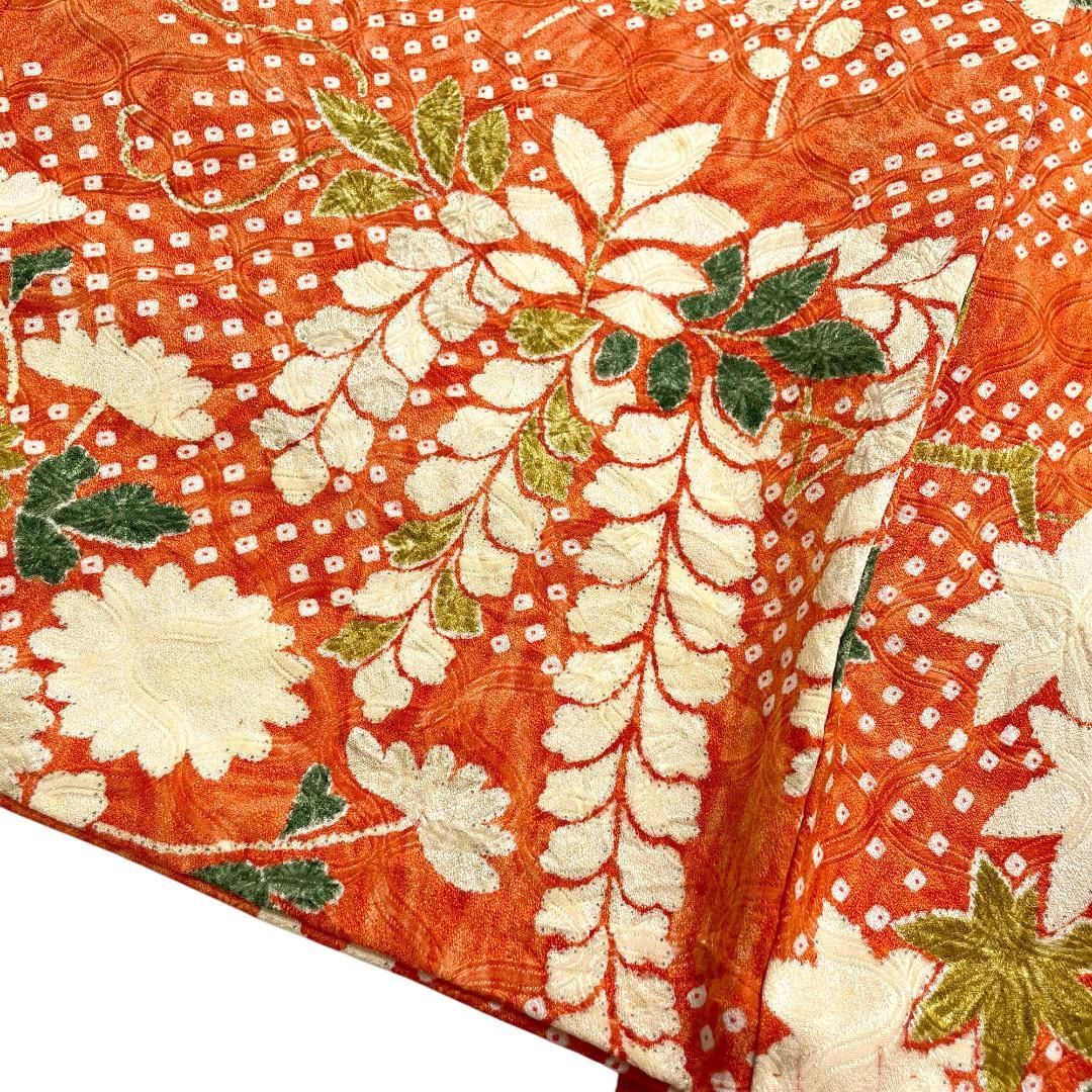  女児 着物 長襦袢 2点セット 正絹 絞り風 草花柄 ビンテージ着物 kimonolove リユース品 オゾン消臭サービス A-2443 浴衣 浴衣ドレス 着物 浴衣 和小物