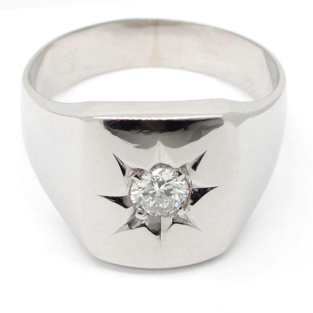 Pt850 プラチナ ダイヤモンド 0.24ct 指輪 ダイヤ 印台型 メンズ 仕上げ済 リング サイズ18号 質屋 4月誕生石