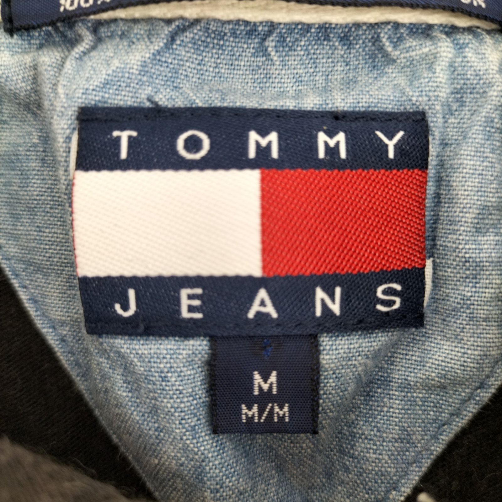トミージーンズ tommy jeans 90S ハーフジップ半袖ポロシャツ メンズ M
