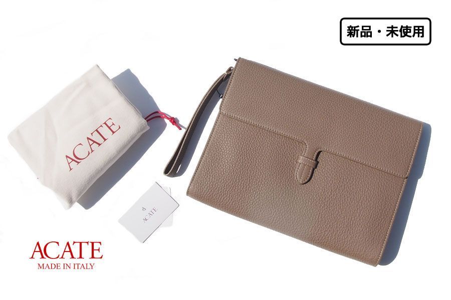 新品｜未使用｜アカーテ｜ACATE｜ストラップ付シュリンクレザーポーチ 