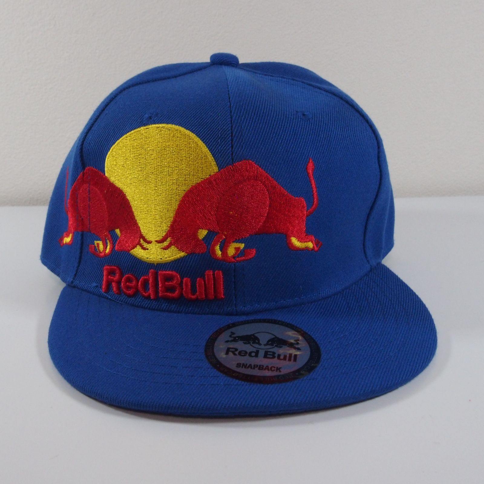 16 青/青/直ツバ REDBULL 刺繍 キャップ 帽子 レッドブル