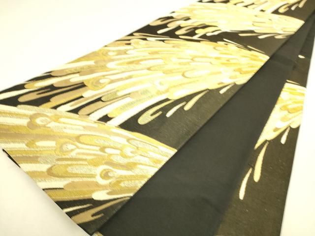 平和屋着物▽六通柄袋帯 孔雀羽根文 金糸 正絹 逸品 DAAS0658az