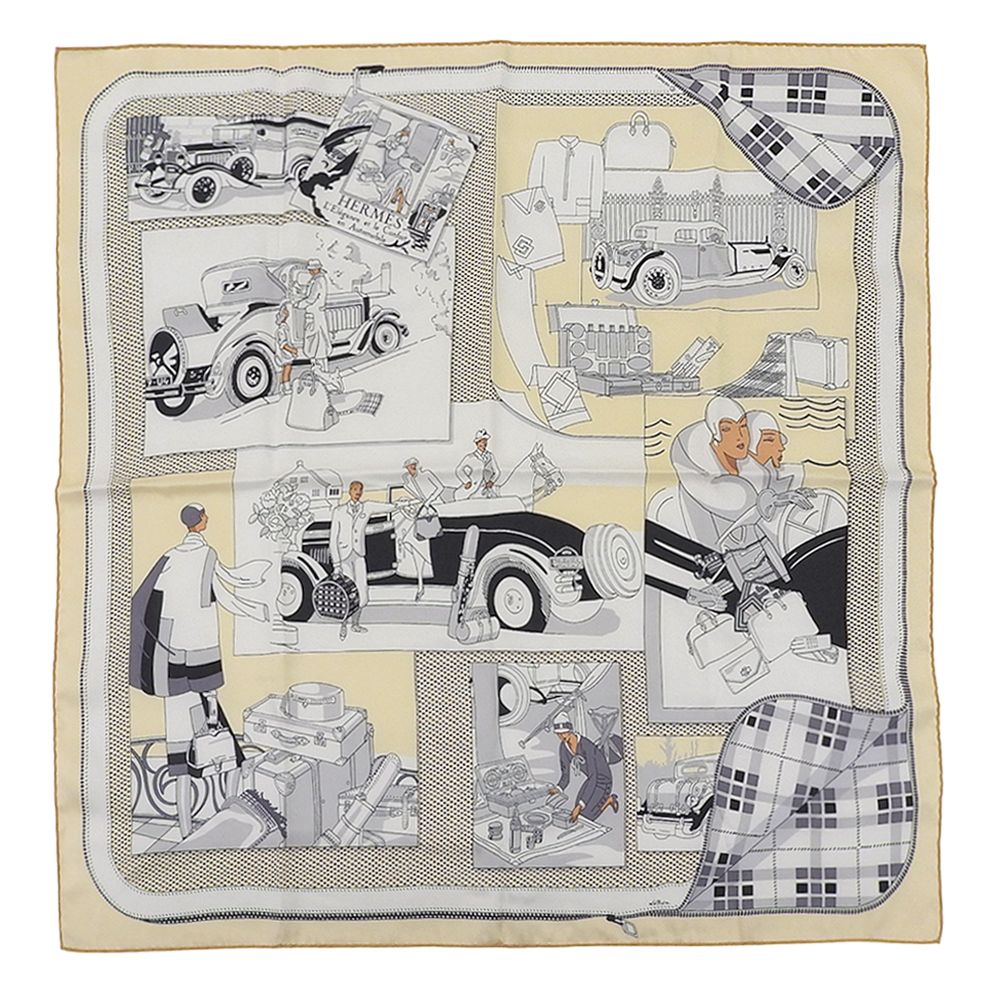 エルメス HERMES 23SS 2025年商品 Confort en Automobile 自動車の快適 カレ70 シルク100％ スカーフ ストール ユニセックス ほぼ♥