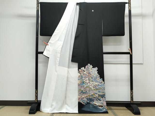 平和屋着物 本加賀友禅作家 村田幸司 黒留袖 人物風景文 暈し染め 正絹 CAAX3131th