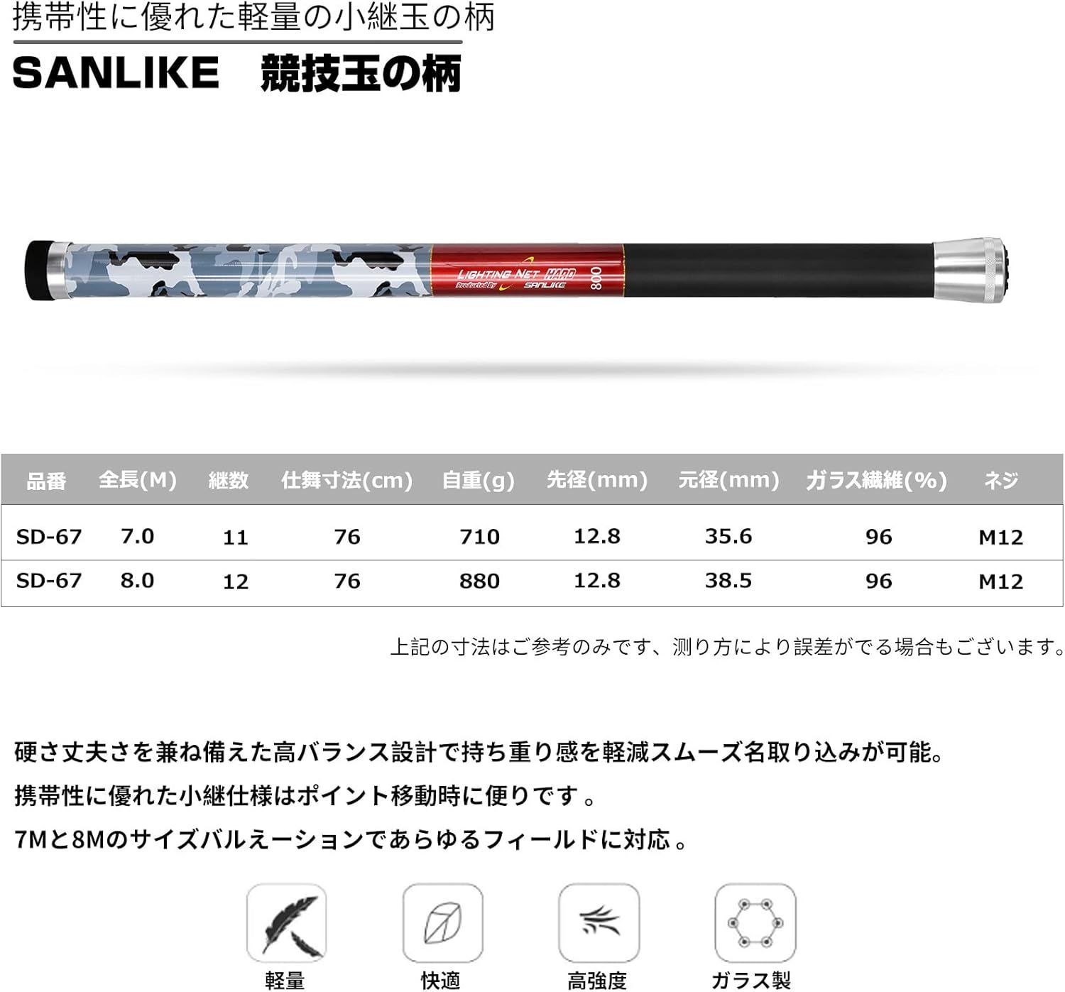 サンライク（SANLIKE）玉網 タモ網 伸縮式 ランディングネット 12段階 