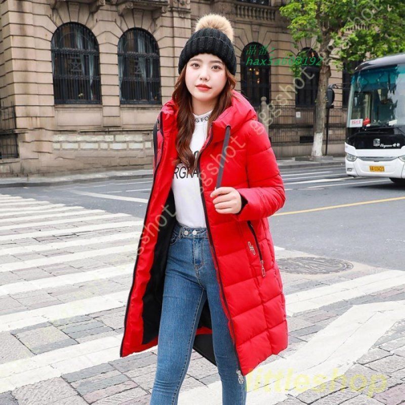 ダウンコート レディース コート ジャケット ライトダウン ミドル丈 アウター 薄手 フード付き 細身 ダウンジャケット シンプル 軽量 ポケット おしゃれ hax5a600192 GULLKHAN_COM