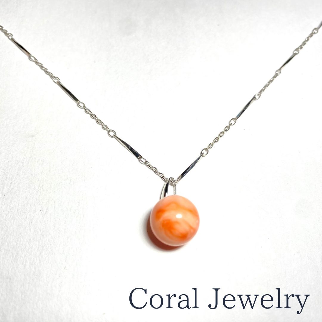 MCN-030 桃珊瑚 彫玉ネックレス MCN-030 桃珊瑚 彫玉ネックレス