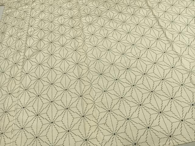 平和屋着物▽上質な紬 単衣 麻の葉文様 やまと誂製 正絹 逸品