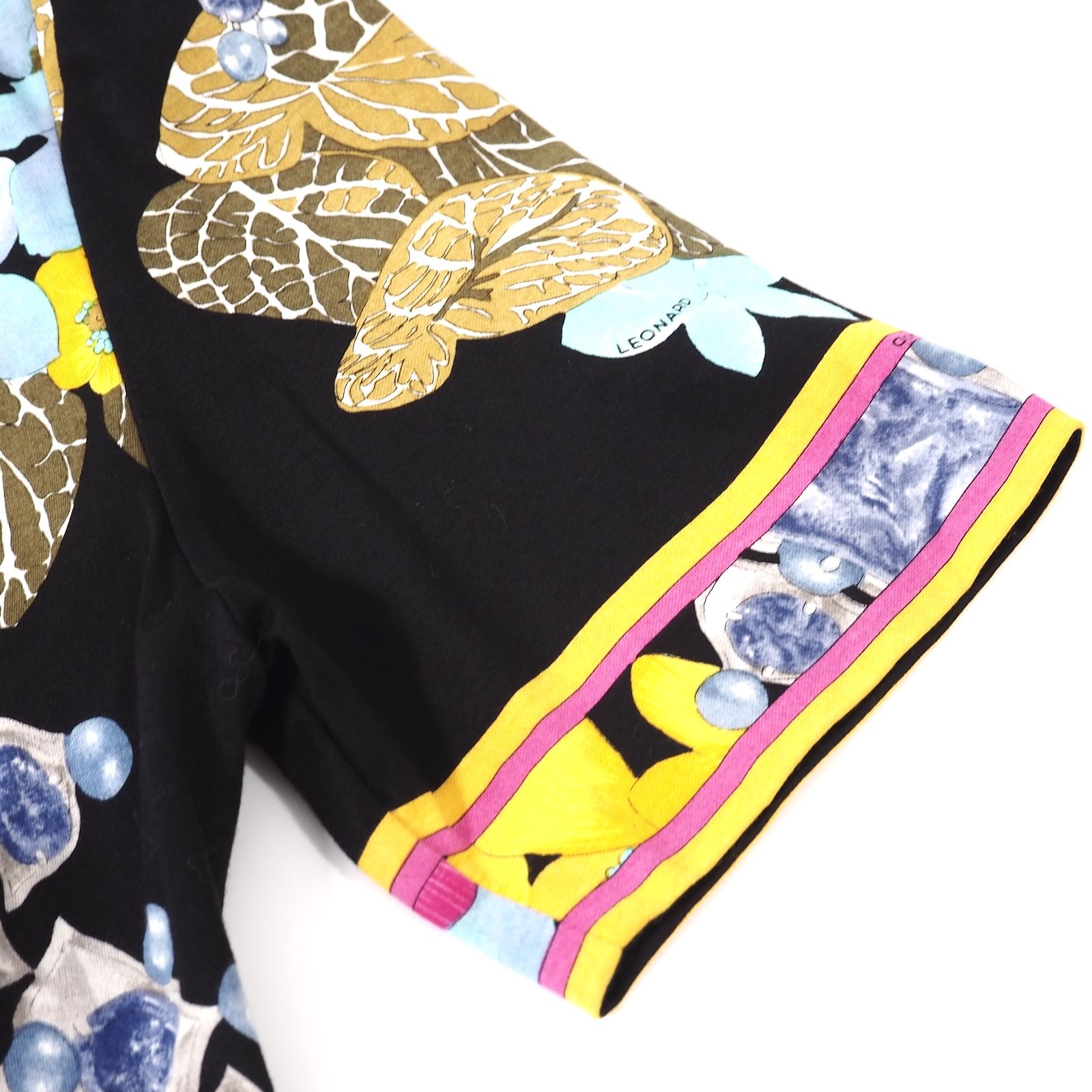 美品 レオナール LEONARD コットン ベルト付き ワンピース M 花柄 総柄