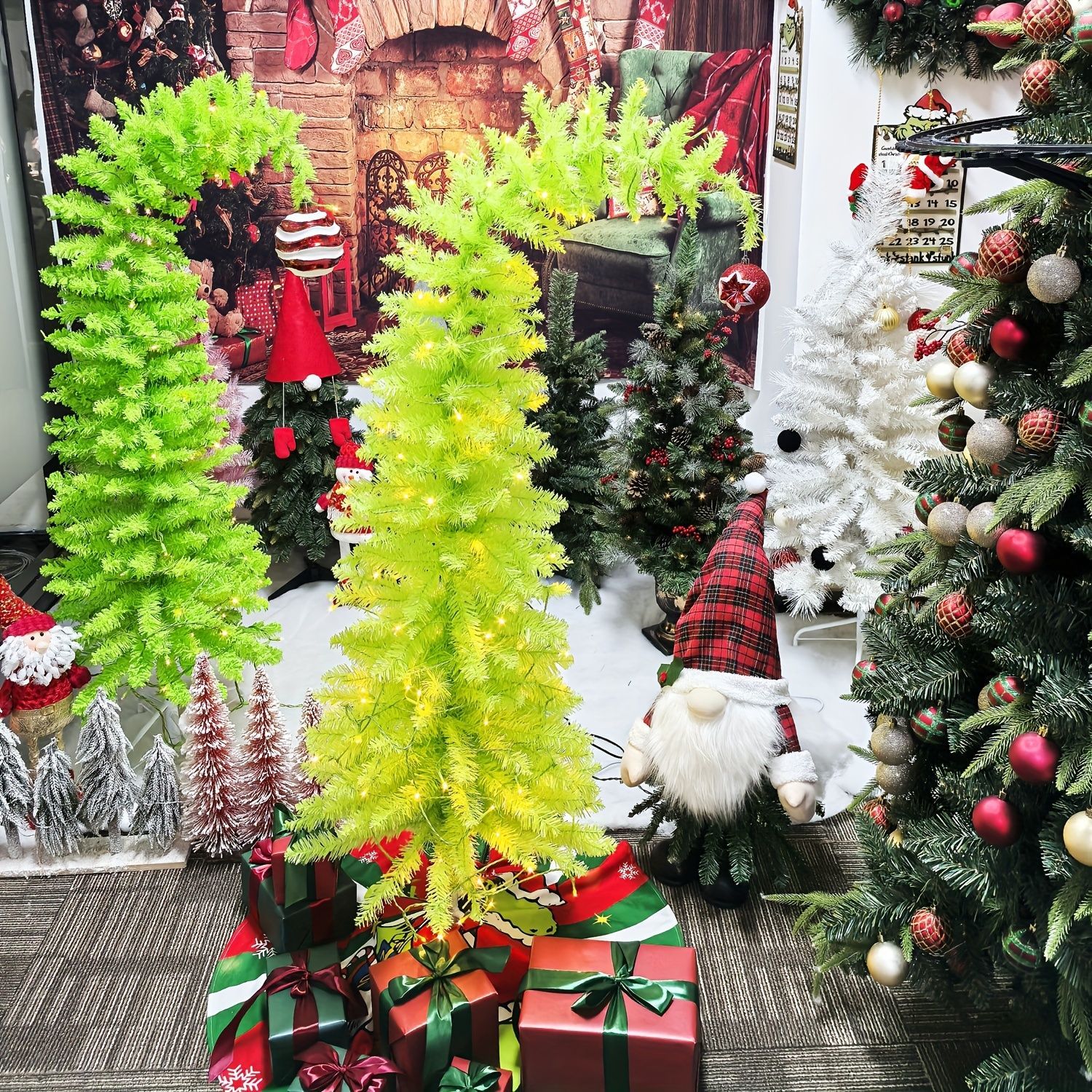 クリスマスツリー ライト付きグリーンダストクリスマスツリー 大型 