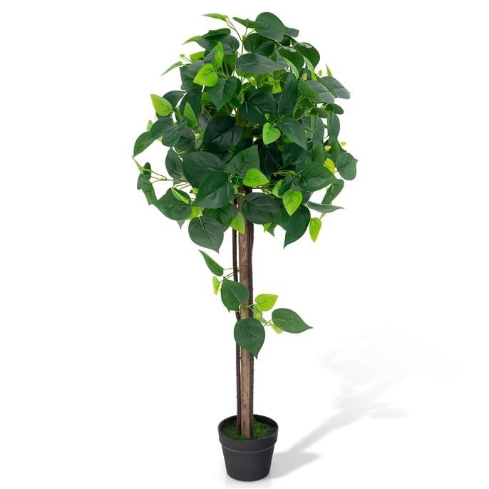 TANGKULA 人工観葉植物 高さ114cm フェイク植物 フェイクグリーン 大型 造花 インテリア 人工 観葉植物 観葉樹 鉢植え 植木 簡単保? 水やり不要 空気清浄 害虫駆除不要