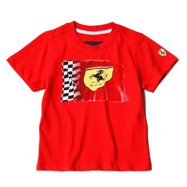 フェラーリ Tシャツ スクデット フラッグ キッズ Tシャツ モータースポーツ ウェア Ferrari