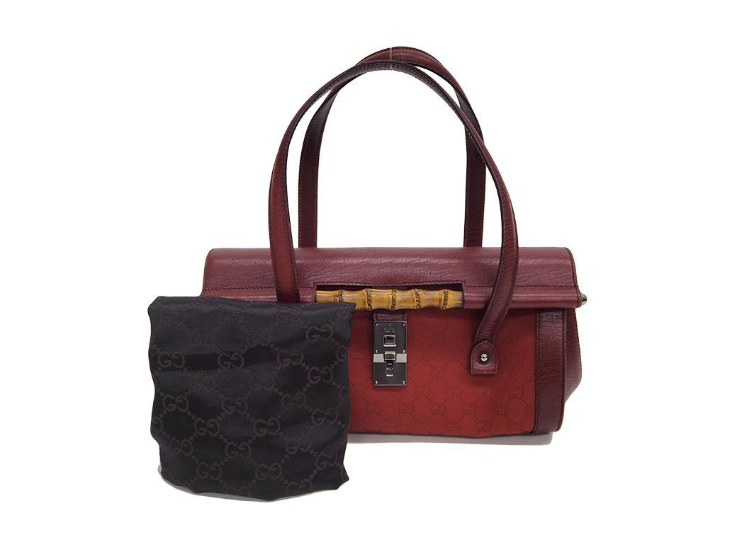 GUCCI グッチ 111713 GGキャンバス バンブー ハンドバッグ