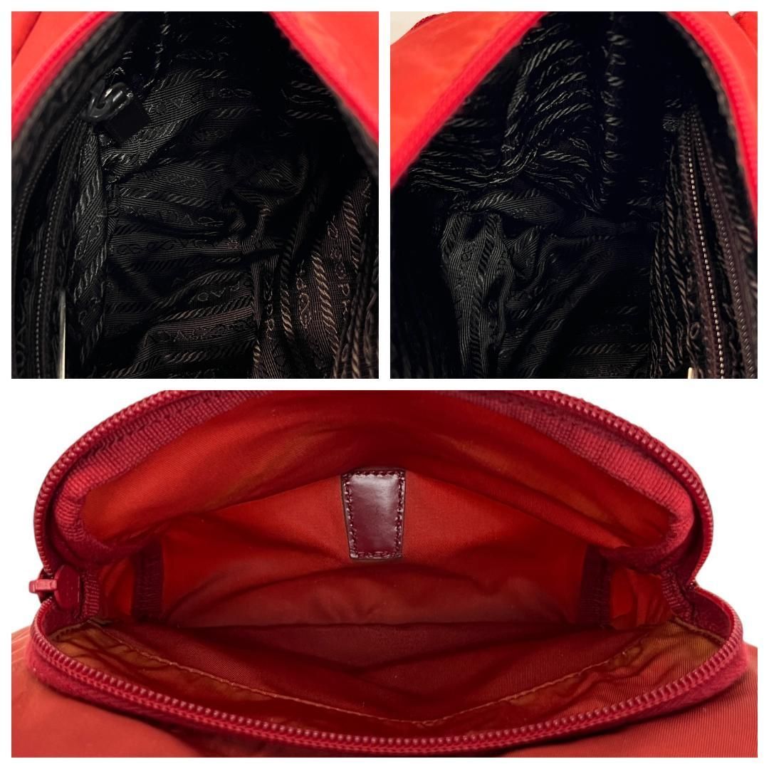 美品 PRADA プラダ ショルダーバッグ 三角ロゴ 白タグ Gカード付 レッド 美品 PRADA プラダ ショルダーバッグ 三角ロゴ 白タグ Gカード付