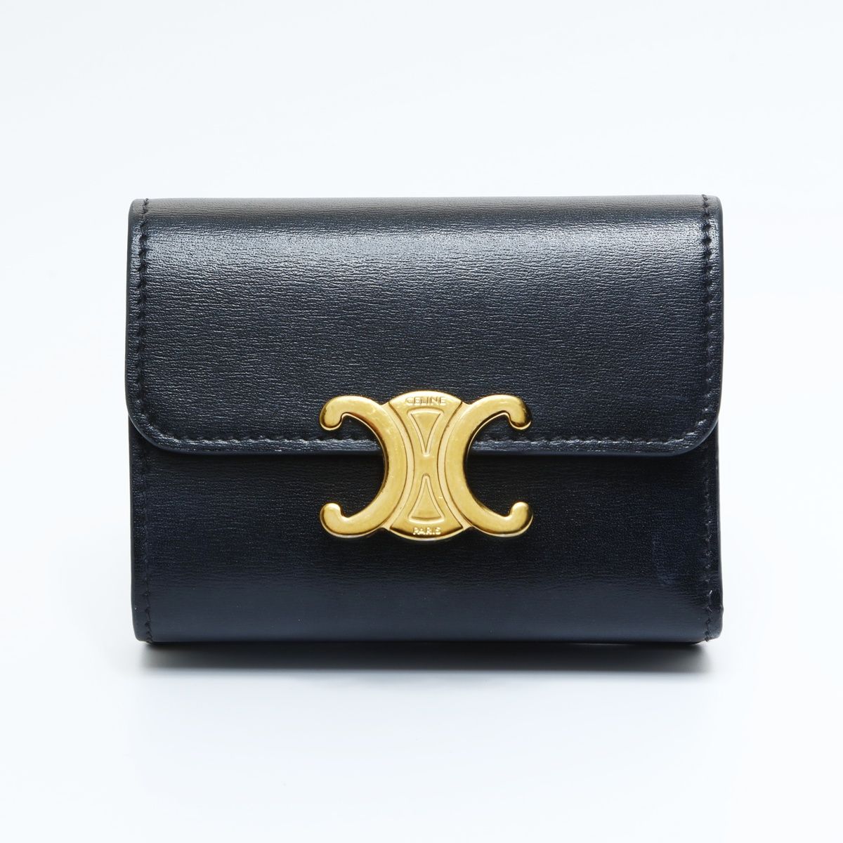 CELINE セリーヌ 三つ折り財布 トリオンフ レザー ミニ コンパクト ウォレット