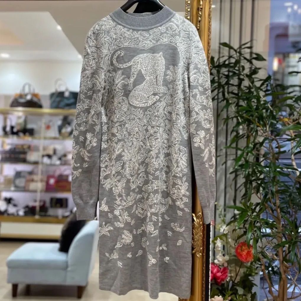 新品同様品】HERMES エルメス ジャングルラブ ニットワンピース 34  