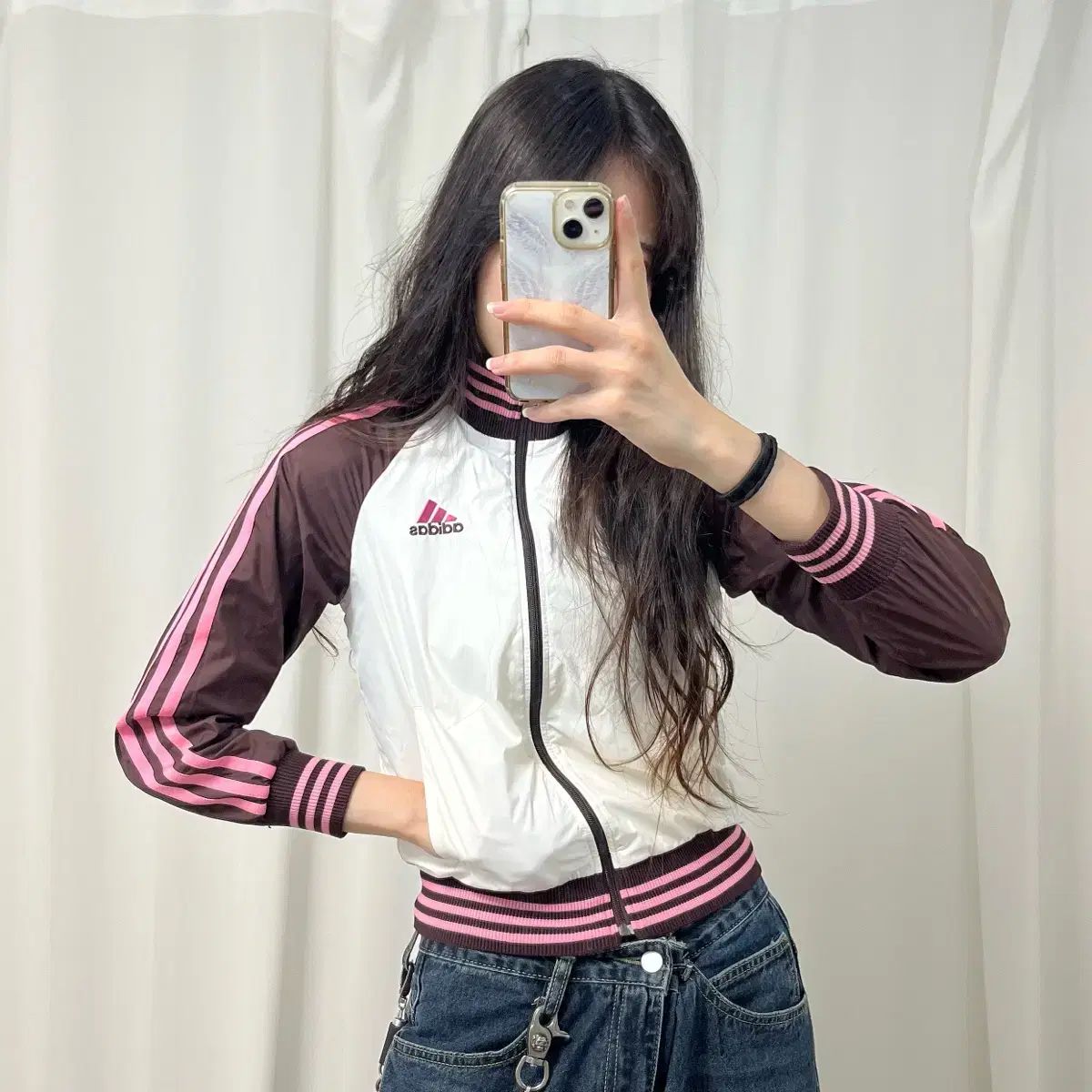 adidas アディダス 中国語版 ブラウンピンク ウィンドブレーカー