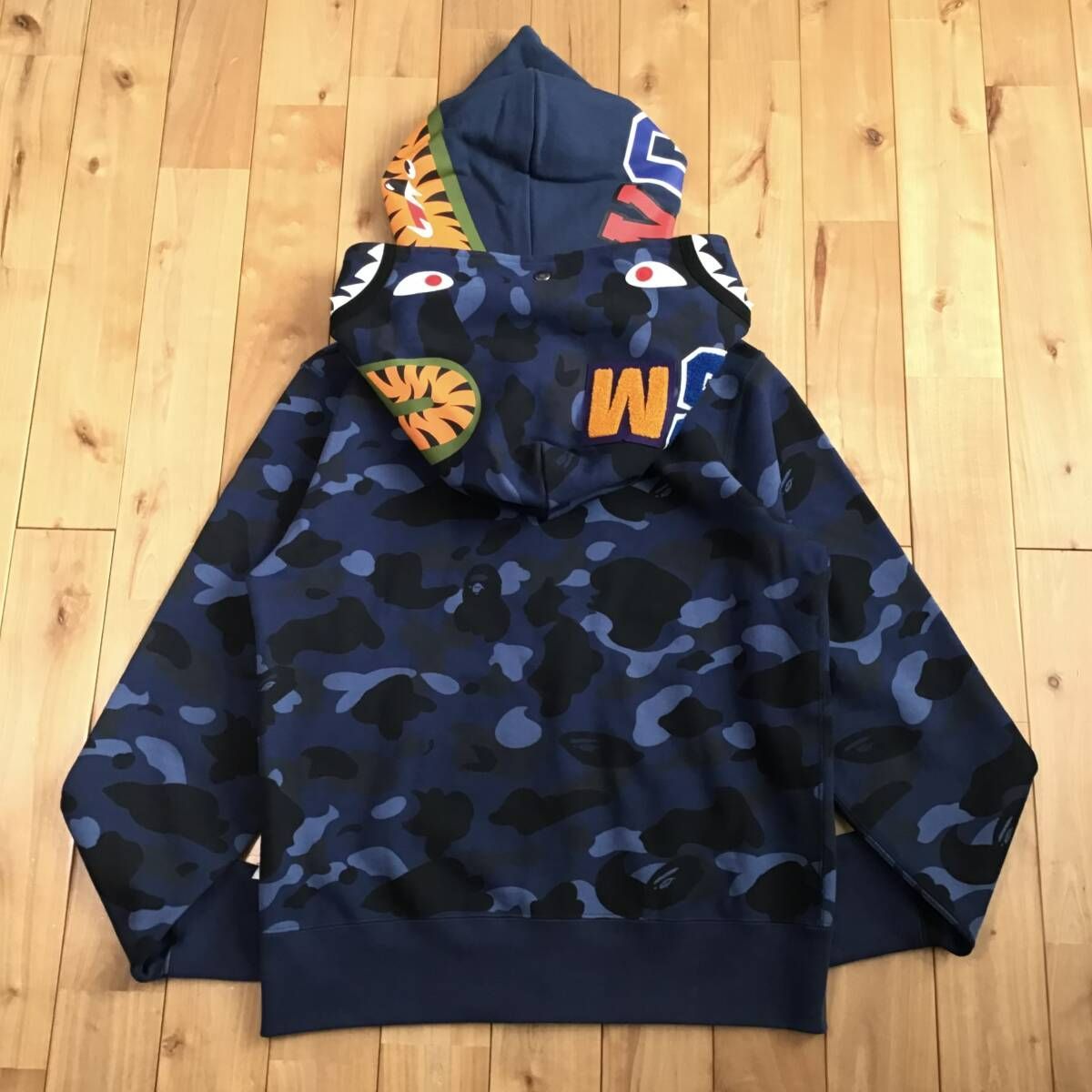 Blue camo ダブル シャーク パーカー Mサイズ Double shark full zip 