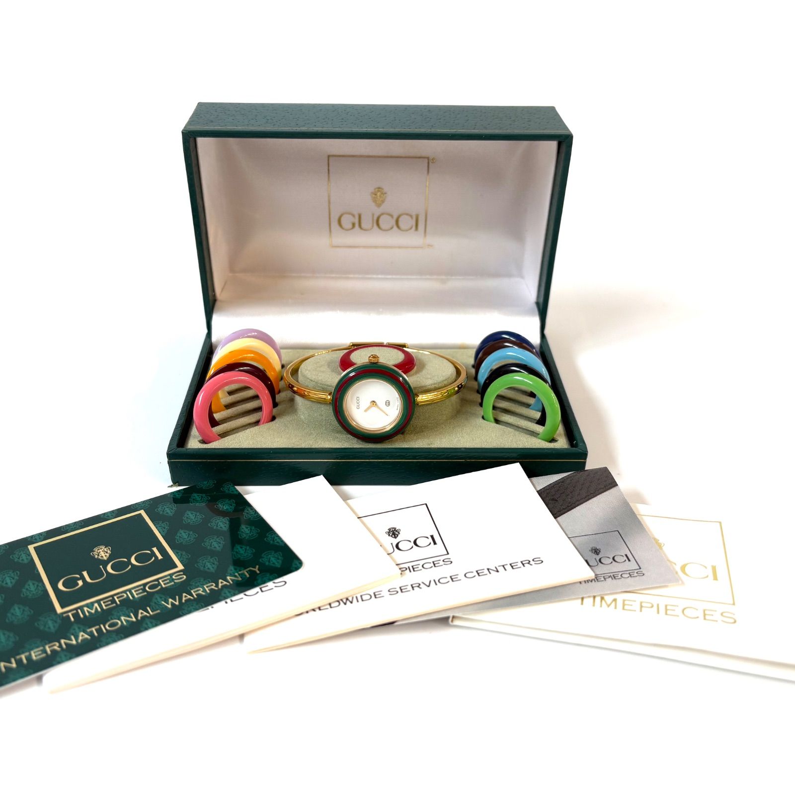 ◼️GUCCI◼️ 新品電池 稼動品 チェンジベゼル クォーツ バングル