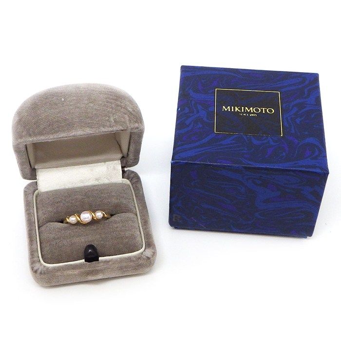 ミキモト MIKIMOTO リング 3ポイント パール 3.5-5.0mm珠 K18YG 12号  