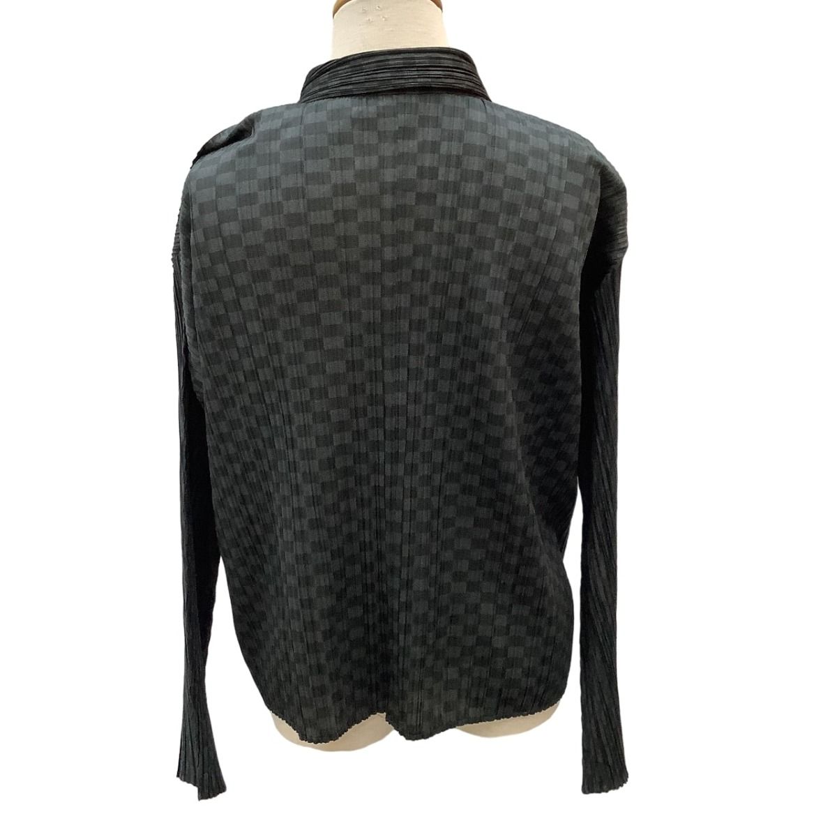 ISSEY MIYAKE イッセイミヤケ PLEATS PLEASE シャツ チェック SIZE 3 PP31-JJ962 グレー やや傷や汚れあり 1002100929662-4.jpg
