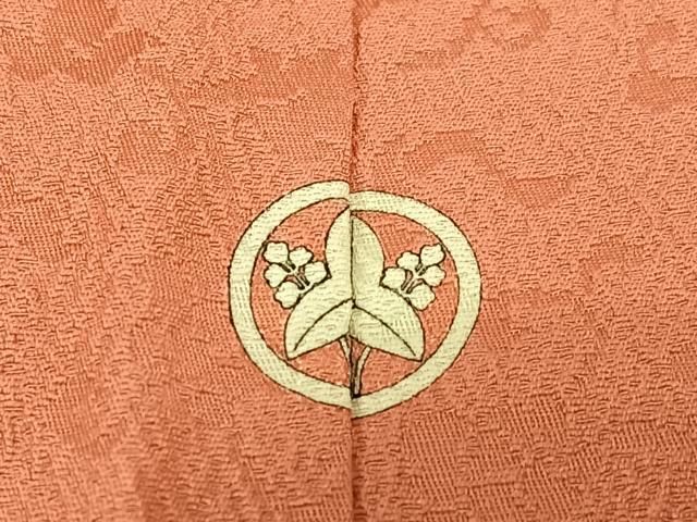 平和屋着物●上質な色無地　花唐草地紋　真赭色　正絹　逸品　AABB6428zg 平和屋着物○上質な色無地 花唐草地紋 真赭色 正絹 逸品 AABB6428zg