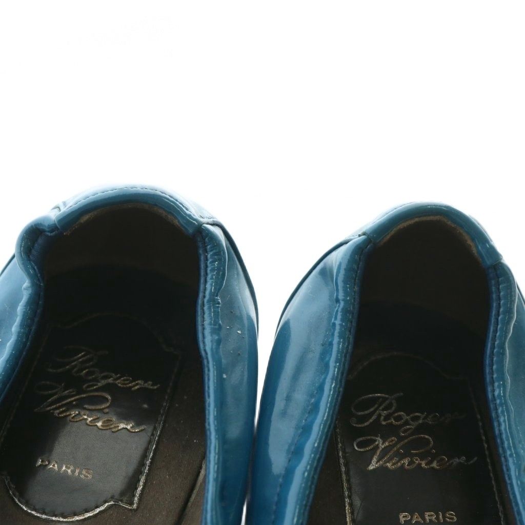 Roger Vivier ロジェヴィヴィエヴァラ エナメル チャンキーヒール　青 ロジェヴィヴィエ ROGER VIVIER パンプス エナメル ラウンドトゥ