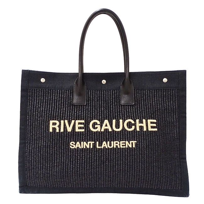 YSLストロー トートバッグ 大きめ Saint Laurent サンローラン テディトートバッグ ブラック