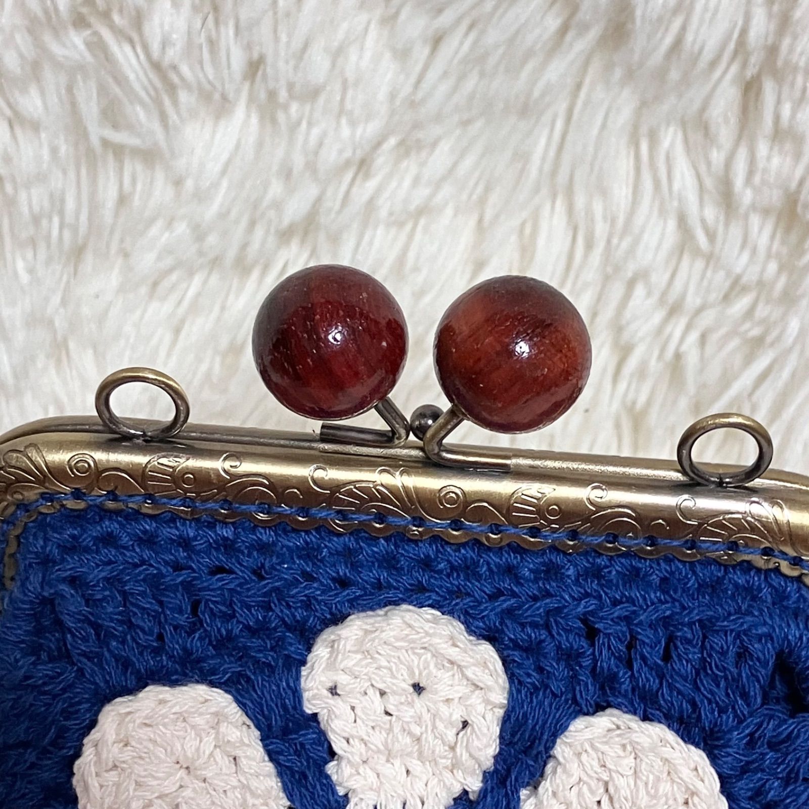 デイジーがま口 青 木玉 がま口ポーチ がま口ミニバッグ 持ち手付き  