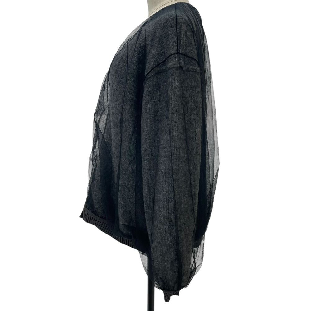 24AW ESTNATION エストネーション ウールブレンド ファーチュールリバーシブルニットコート サイズF グレー レディース 古着 GULLKHAN_COM