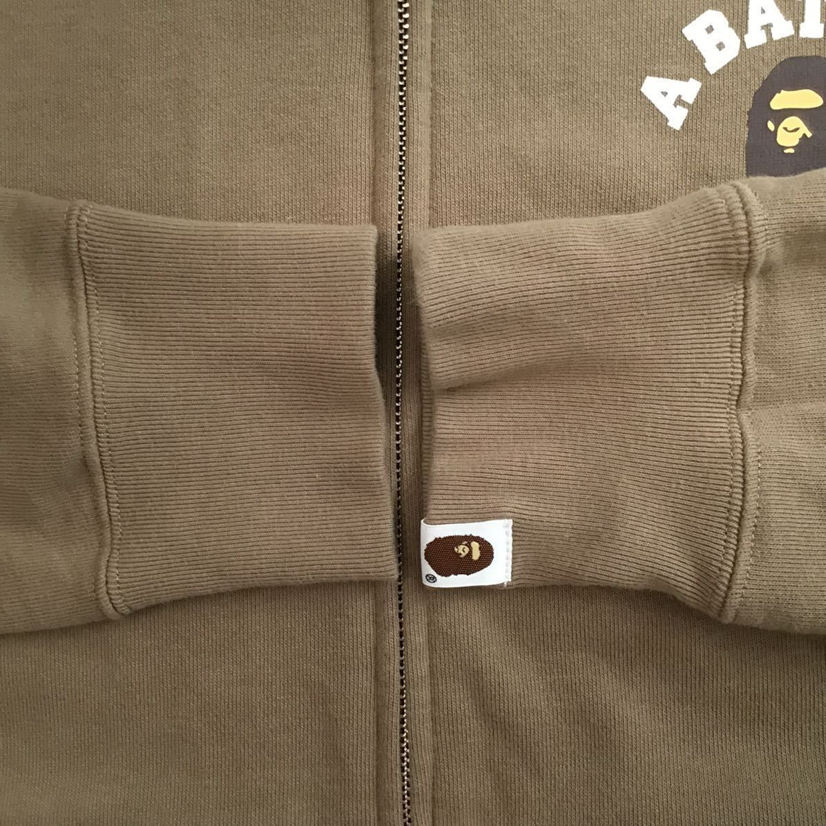 カレッジロゴ フルジップ パーカー Lサイズ ベージュ a bathing ape