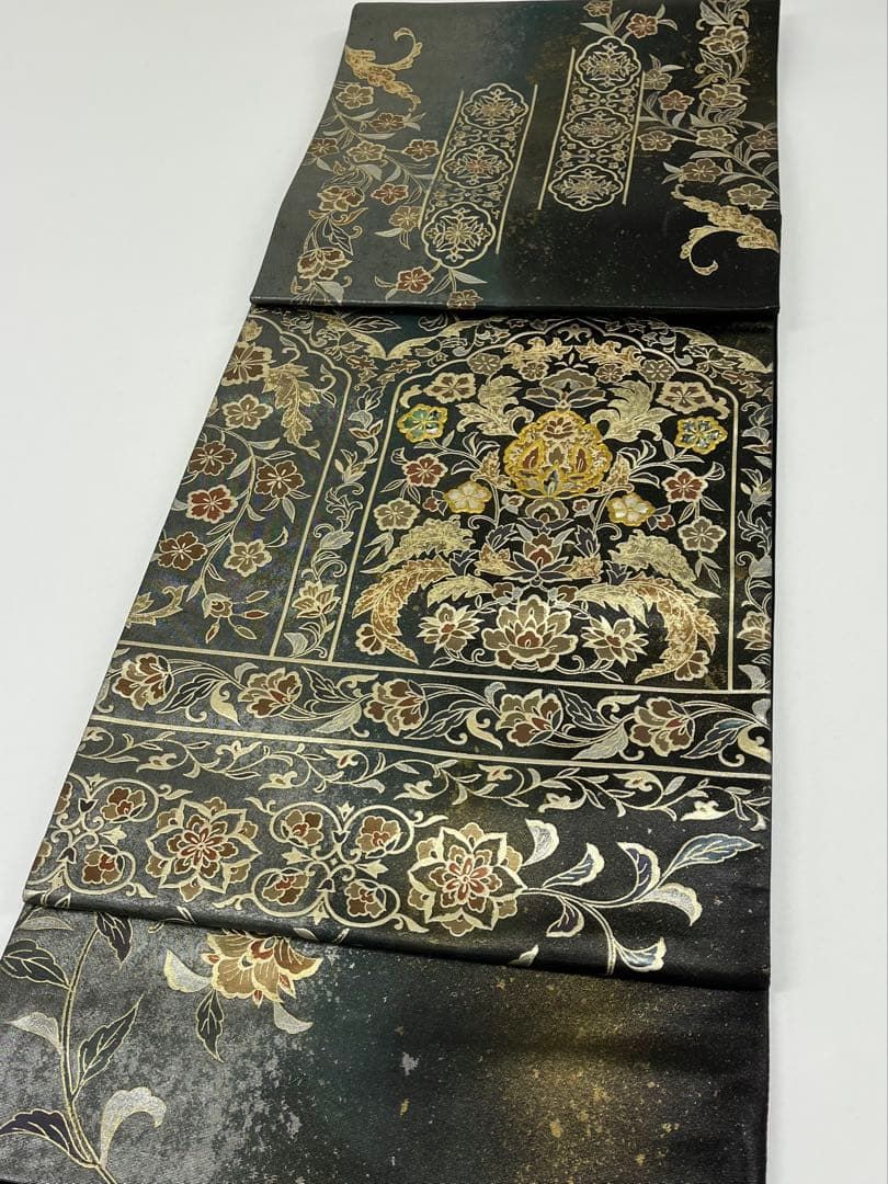 螺鈿細工 袋帯 唐花文様 金彩 正絹 お太鼓柄 - メルカリ