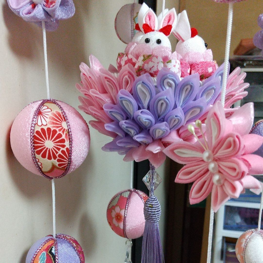 つまみ細工 うさぎの吊るし雛 ピンク⑨ - ひな祭り つまみ細工 うさぎの吊るし雛 ピンク⑨ - ひな祭り
