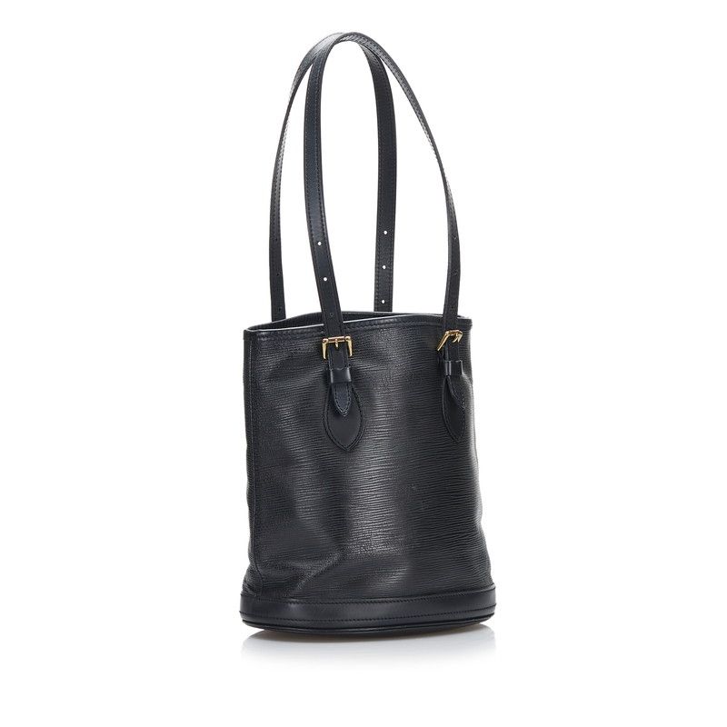 LOUIS VUITTON ブラックレザートートバッグ ルイ ヴィトン エピ バケットPM トートバッグ ショルダーバッグ M58992