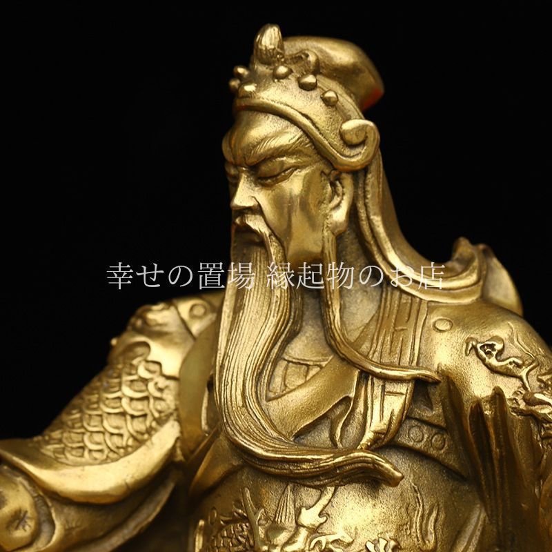 関羽像 神 三国志　銅製　仏像　彫刻　置物　開運 縁起　インテリア　アンティーク Amazon.co.jp: 関公像 三国志 関羽 関帝像 銅彫り 置物 武財神