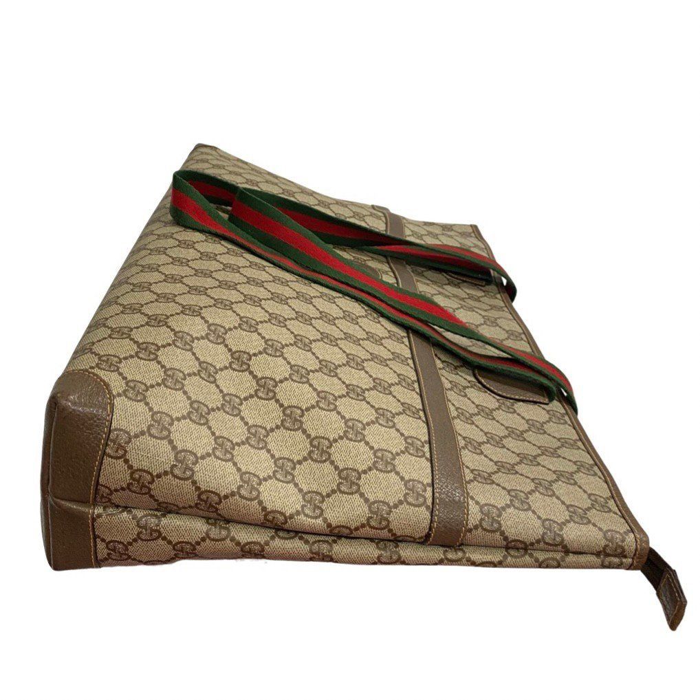 Gucci トートバッグ シェリーライン ブラウン PVC ビンテージ 極 美品 GUCCI オールドグッチ ヴィンテージ シェリーライン GG