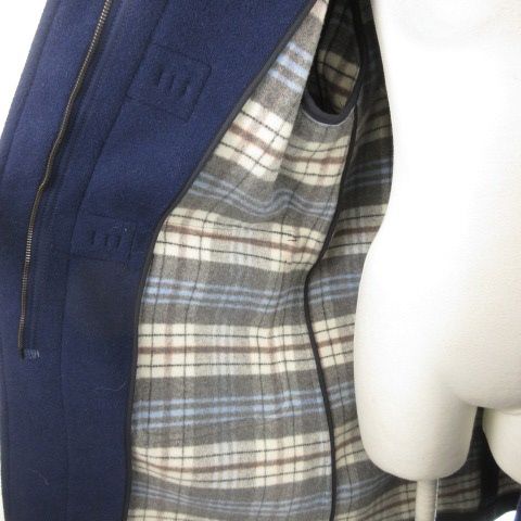 アクアスキュータム AQUASCUTUM ダッフルコート ロング フーディ トグルボタン 内側チェック 大きいサイズ 13 青 ブルー MN14 GY18 SIROKUMA-CORPORATION_COM