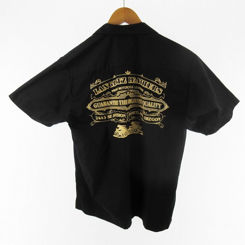 Langlitz Leathers 半袖ワークシャツ S 黒 Langlitz Leathers/ラングリッツレザーズ】 半袖ワークシャツ