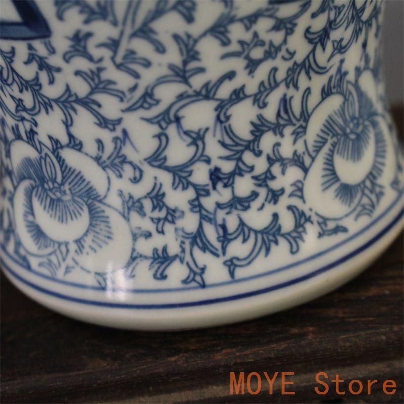 清青花双喜纏枝紋将軍蓋缶 景徳鎮 陶磁器 装飾品 現代