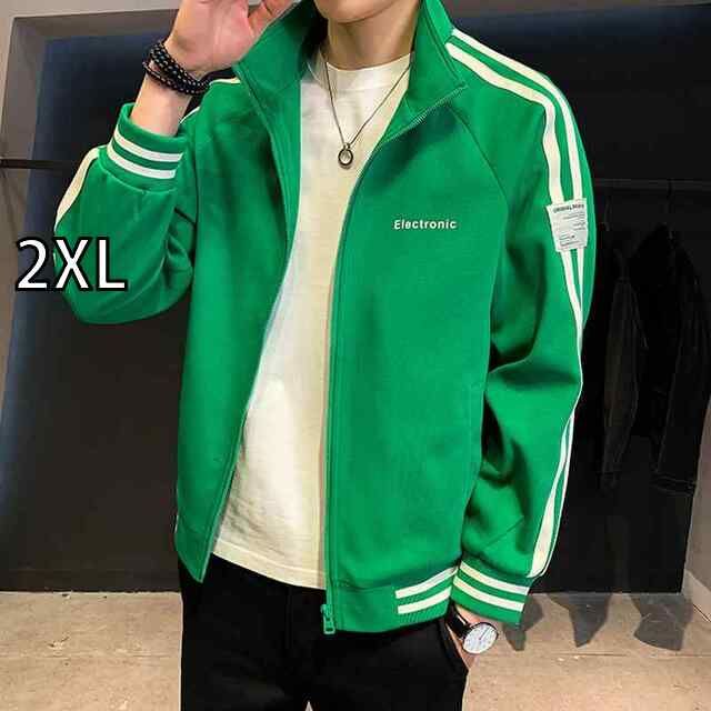 [2XL]春 コーデ メンズ 用 服 シンプル ファッション オシャレ 大人 かっこいい 紳士服 カジュアル スタンドカラー ジャケット ストライプ 春秋  カジュアル 通勤スタイル 重ね着コーデ ゆった