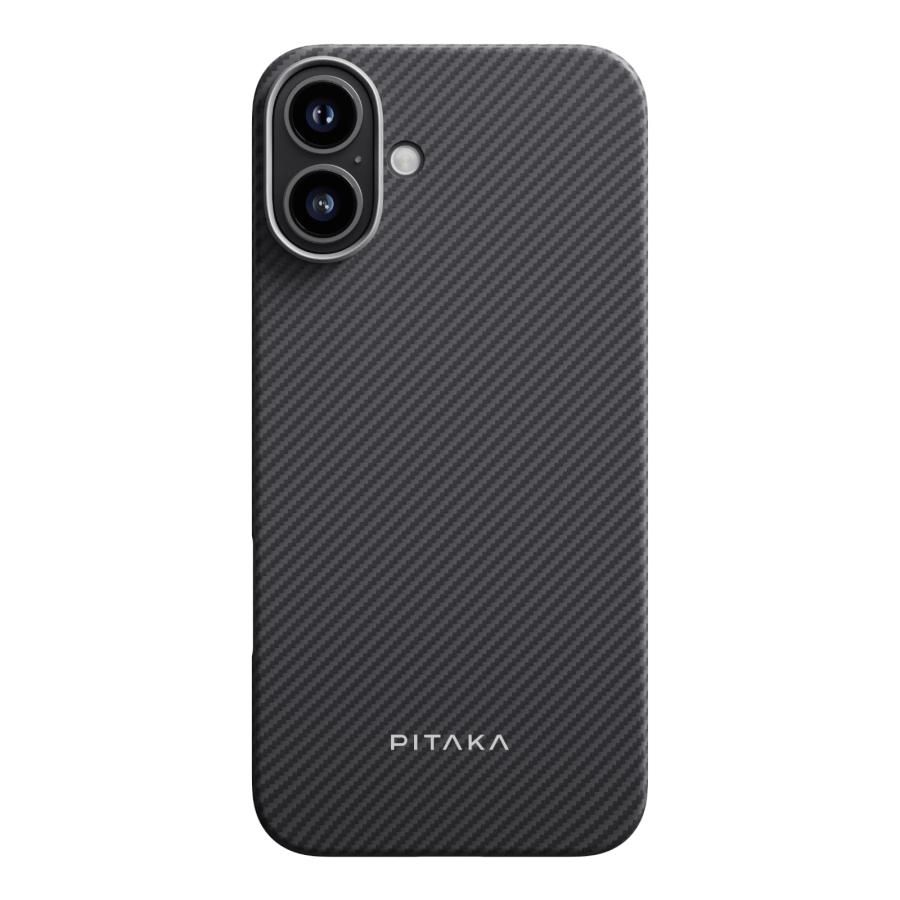 PITAKA iPhone16 ケース 薄型 MagSafe対応 アラミド繊維製 ワイヤレス充電対応 耐衝撃 Ultra-SlimCase600D 黒|グレー