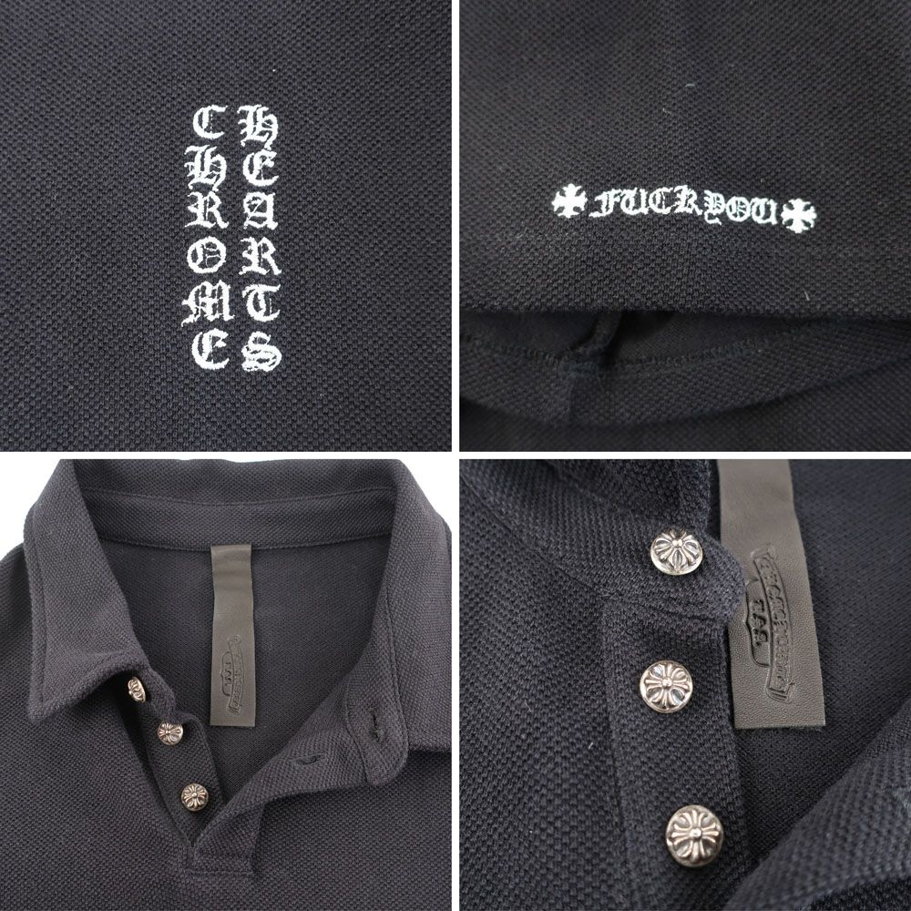 天白】【CHROME HEARTS】クロムハーツ ポロシャツ ロゴ刺繍 表記サイズ
