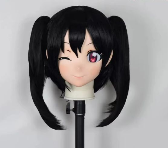 全頭マスク カツラ付き ロック付き NO.424 小さめ ドール ヘッドロリータ人形 コスプレ 変身 仮装 着ぐるみ kigurumi 二次元