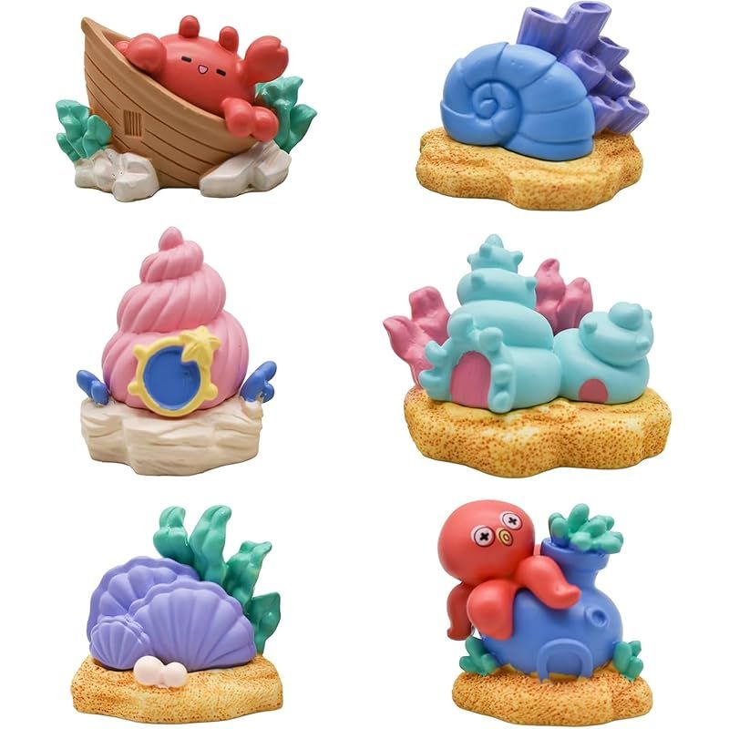 新品】 Pinenjoy6個ミニ巻き貝の家の置物 ミニチュア 海の生き物