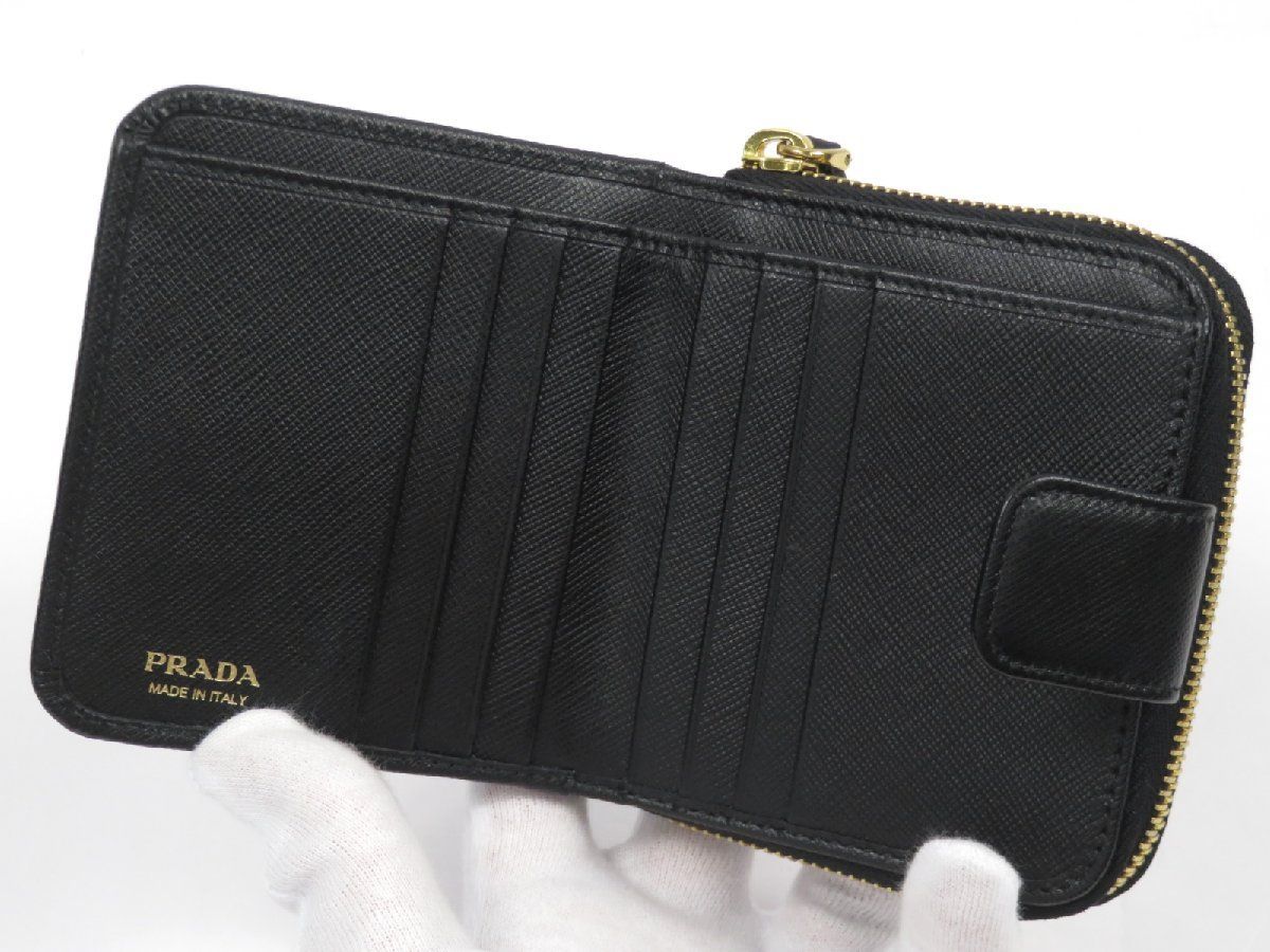 未使用】PRADA コンパクト 財布 サフィアーノ 黒 【A60354】 - メルカリ